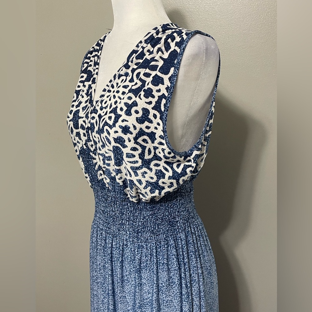 Floral Print Maxi Dress Medium Smocked Empire Smocked Waist Print Hem - Picture 3 of 8